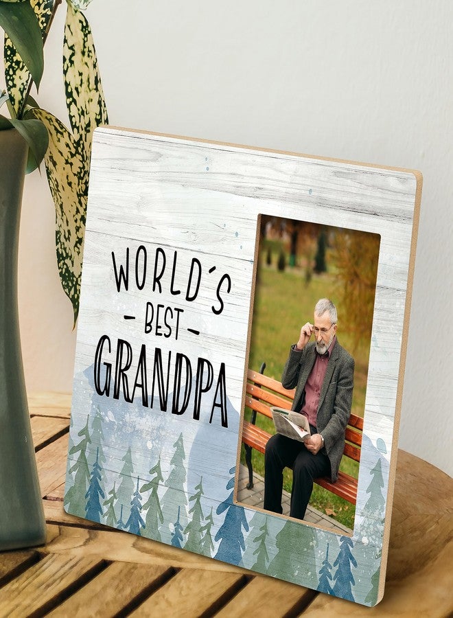 SRADMO Grandpa Gifts - Christmas Birthday Picture Frame from Grandchildren, World's Best Grandpa 10x8 Inch Wooden Tabletop Photo Frame - Image 5